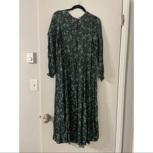 Zara Green Floral Midi Dress